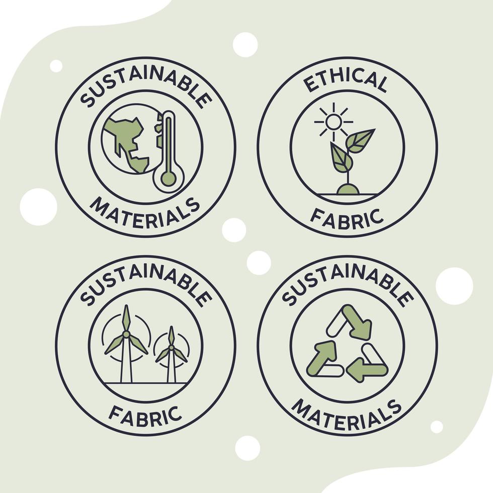 four sustainable stuff seals vector