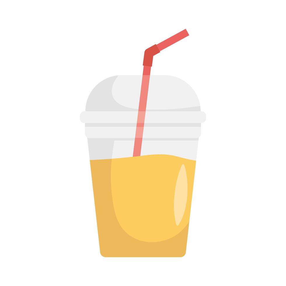 jugo de fruta helado con icono de paja vector