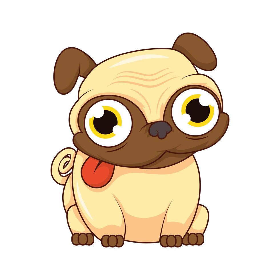 personaje de dibujos animados lindo del animal doméstico del perro pug vector