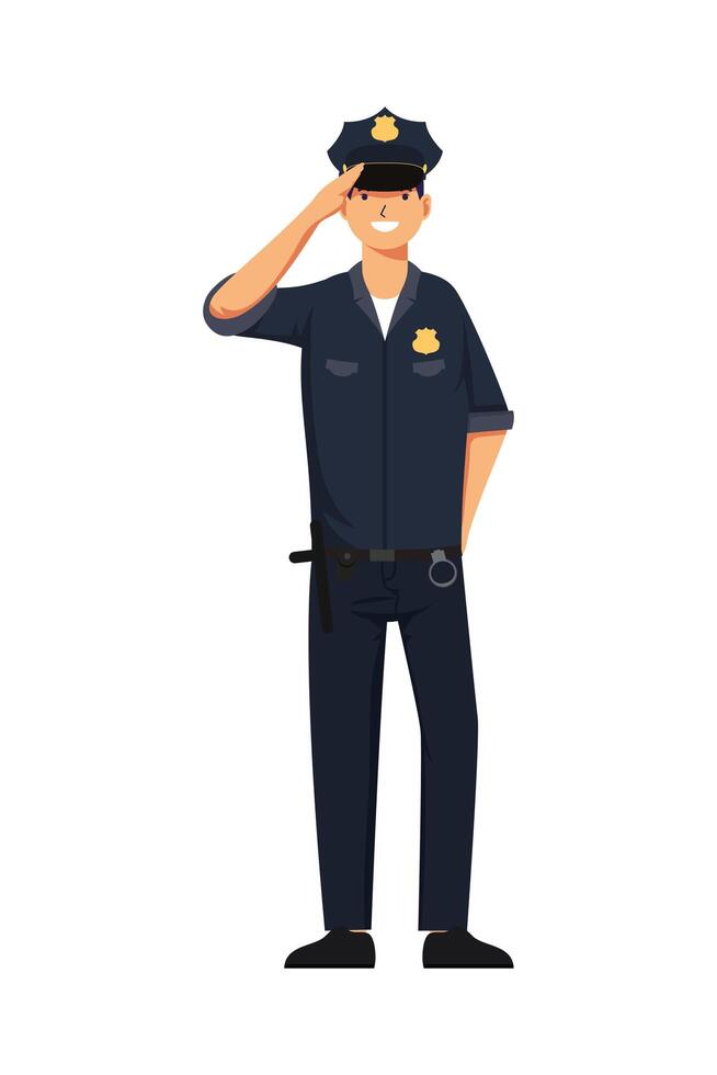 policía hombre profesiones avatar personaje vector