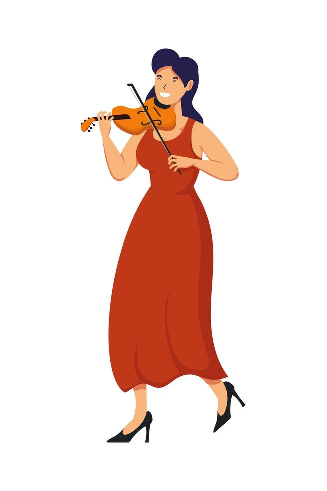 female professions playing fiddle character vector