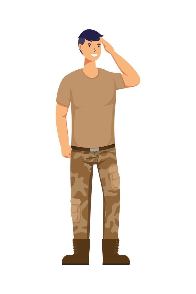 soldado hombre profesiones avatar personaje vector