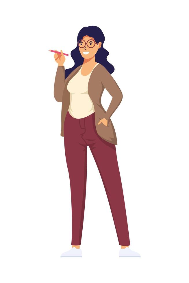 teacher female professions avatar character vector