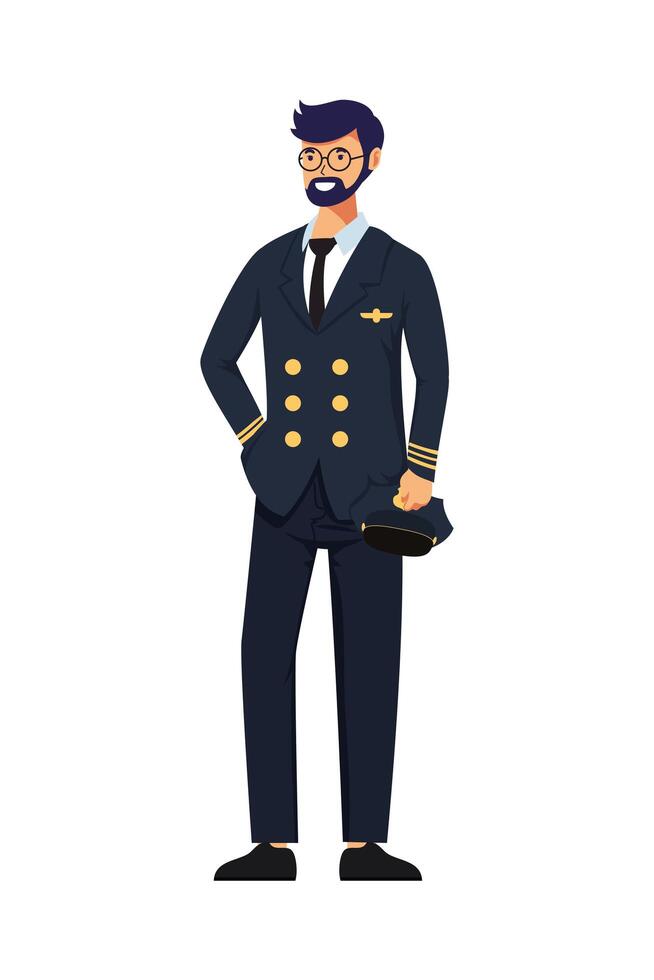 pilot man professions avatar character vector