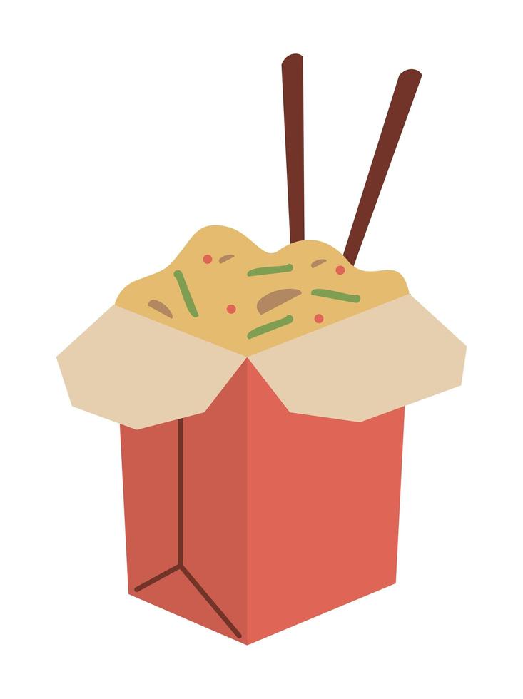 comida china en caja vector