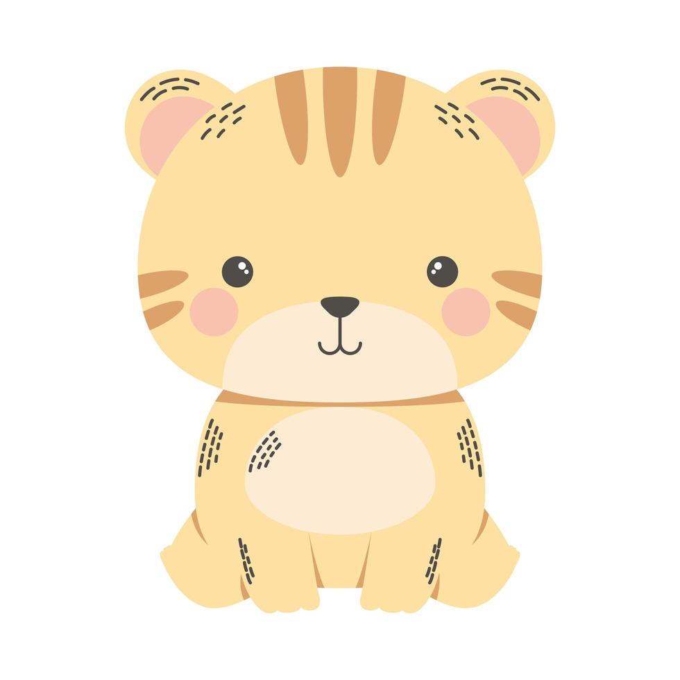 Lindo personaje de cómic animal tigre vector