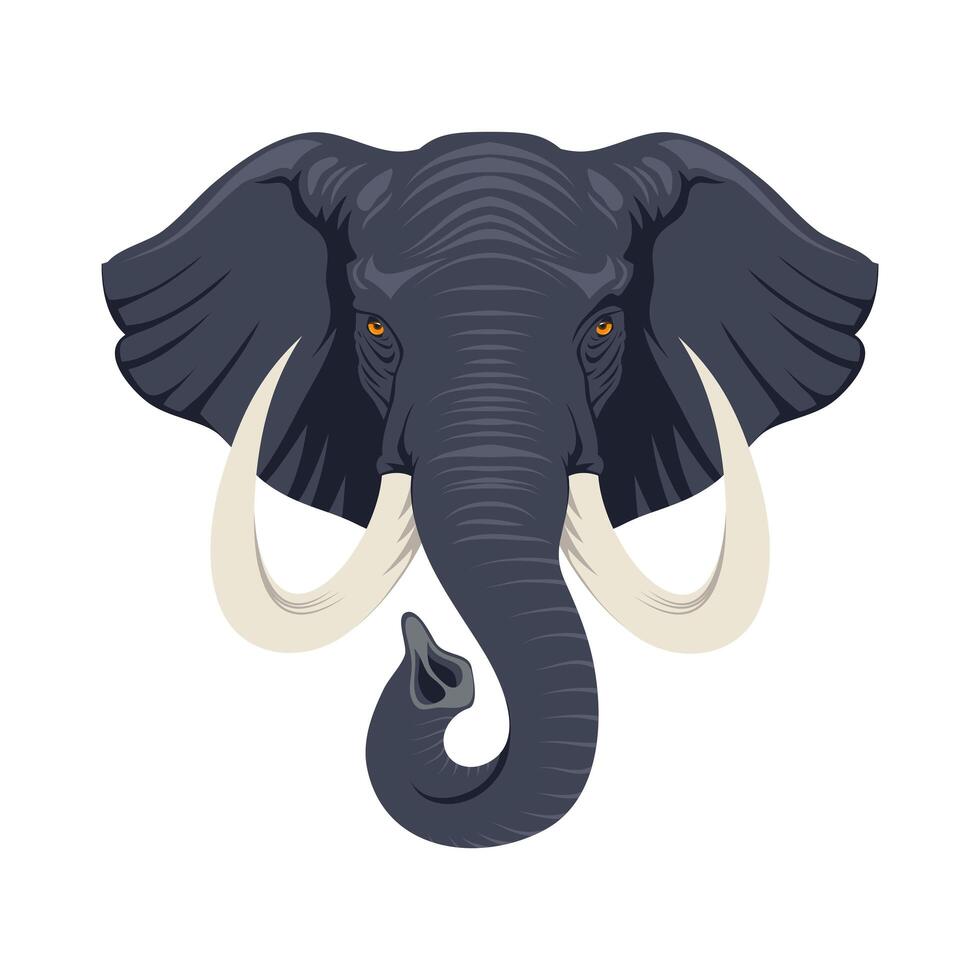 wild elephant animal head fauna character vector