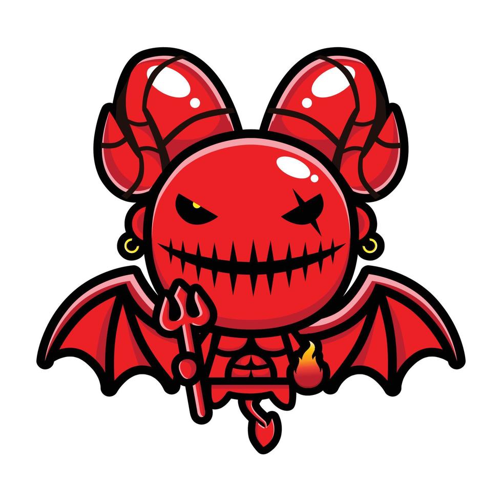 cute devil mascot character design vector