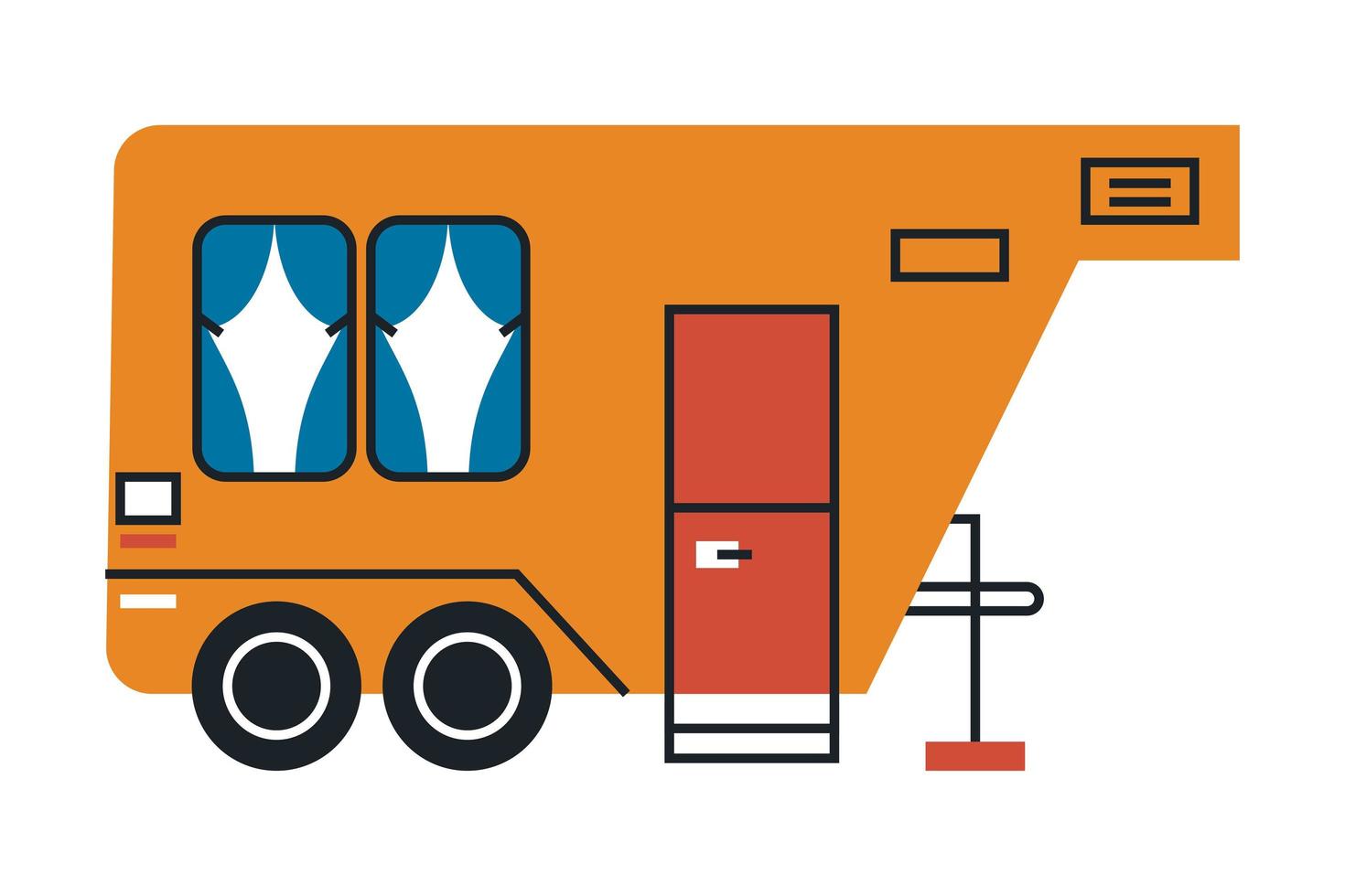 orange recreational vehicle camper vector