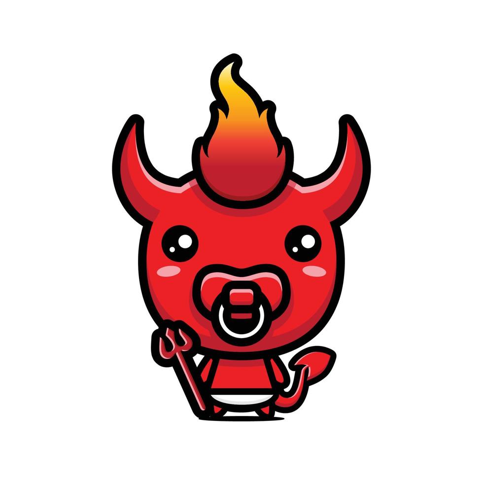 cute devil mascot character design vector