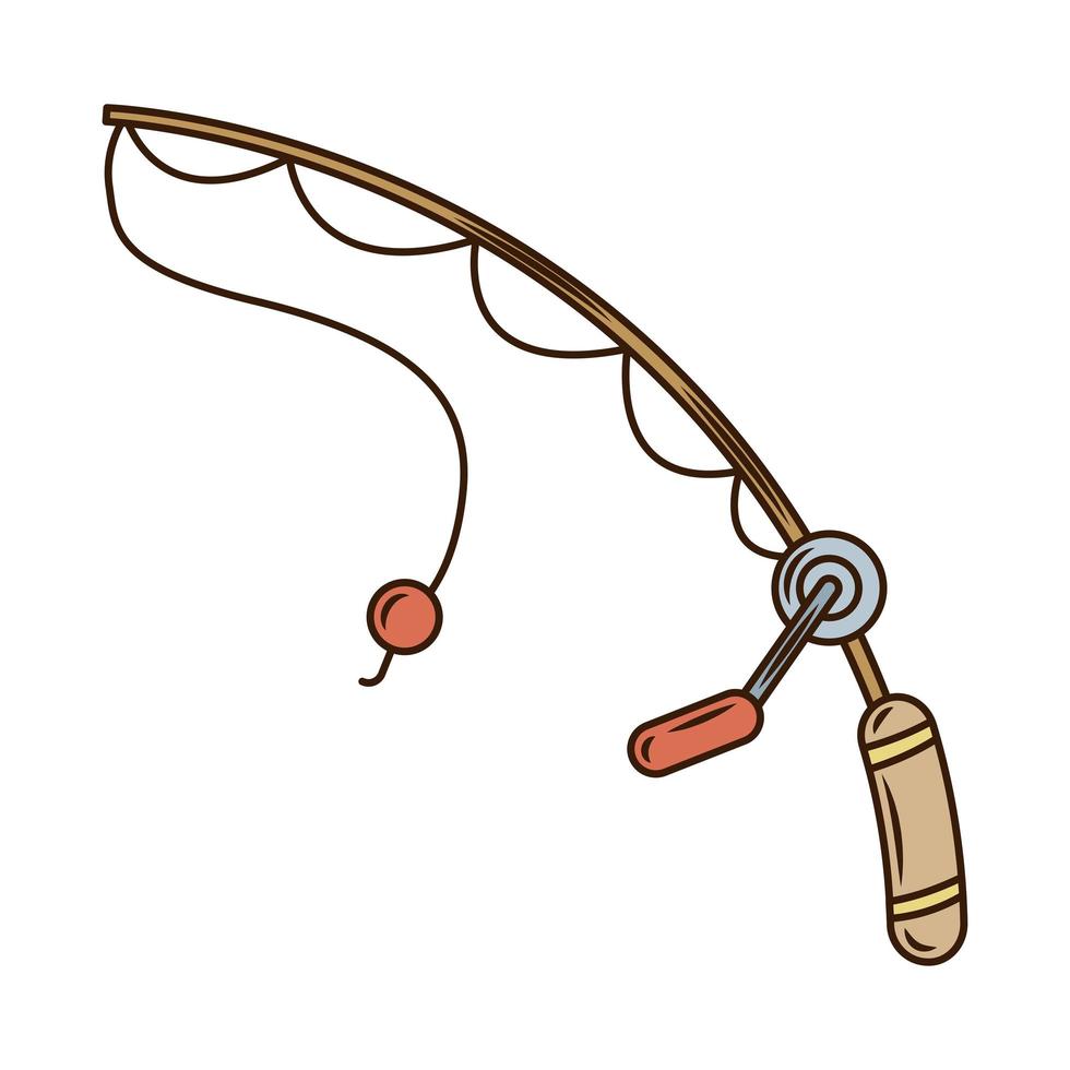 icono de estilo aislado de herramienta de pesca con caña vector