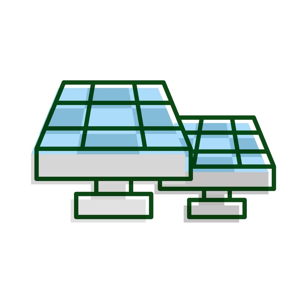 energy solar panels ecology line and fill icon vector