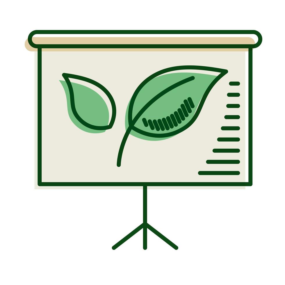 Planta de hojas en la línea de ecología de cartón y el icono de relleno vector