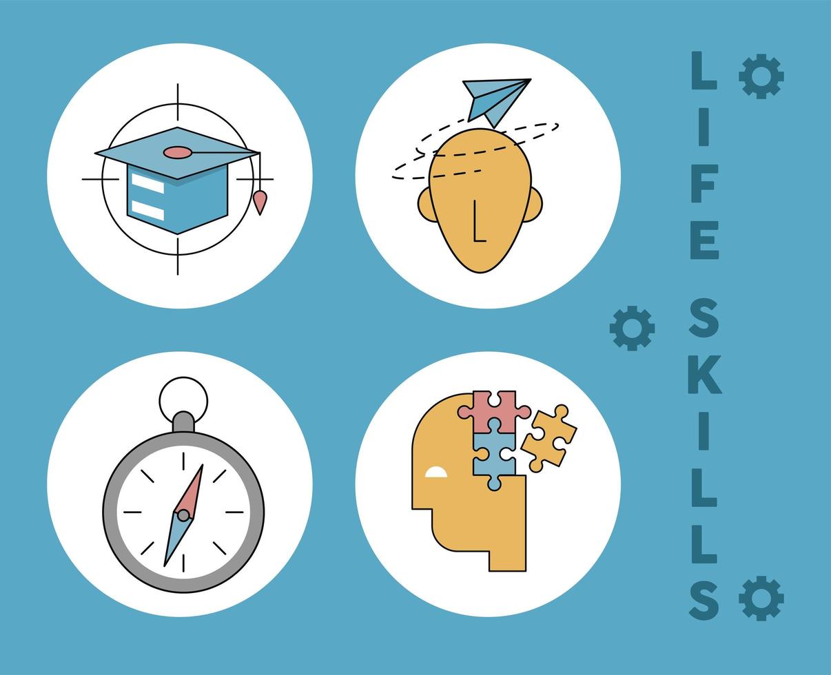 four life skills icons vector