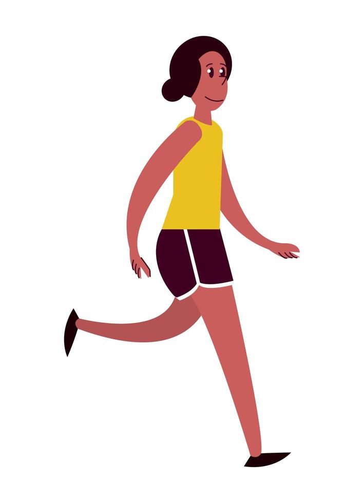 mujer joven caminando vector