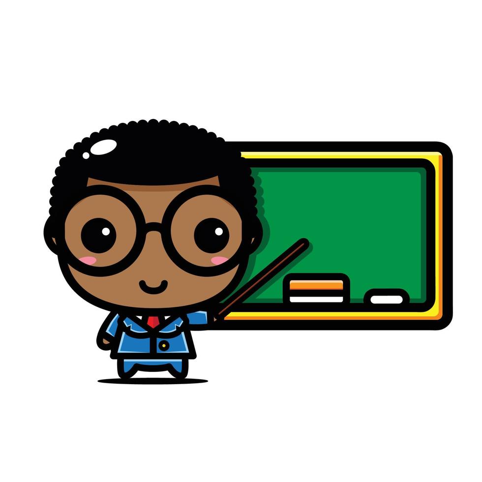 cute teacher mascot character design vector