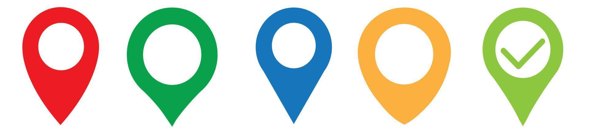 Location pin set. Map pin, pointer. Colour map pin vector