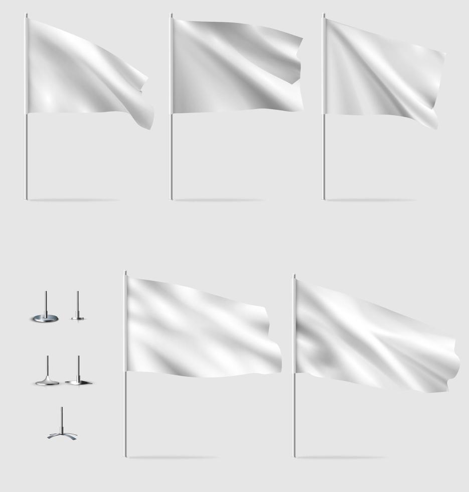 bandera blanca realista. maqueta de vector