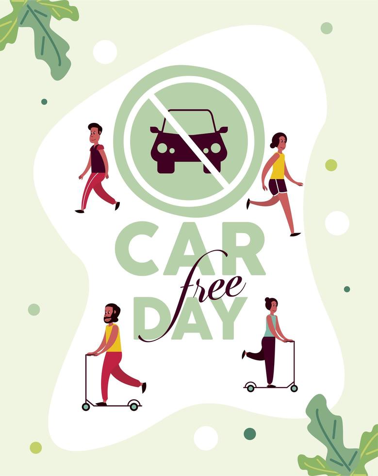 car free day postcard vector