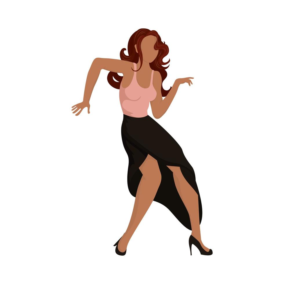 afro young woman dancing character vector