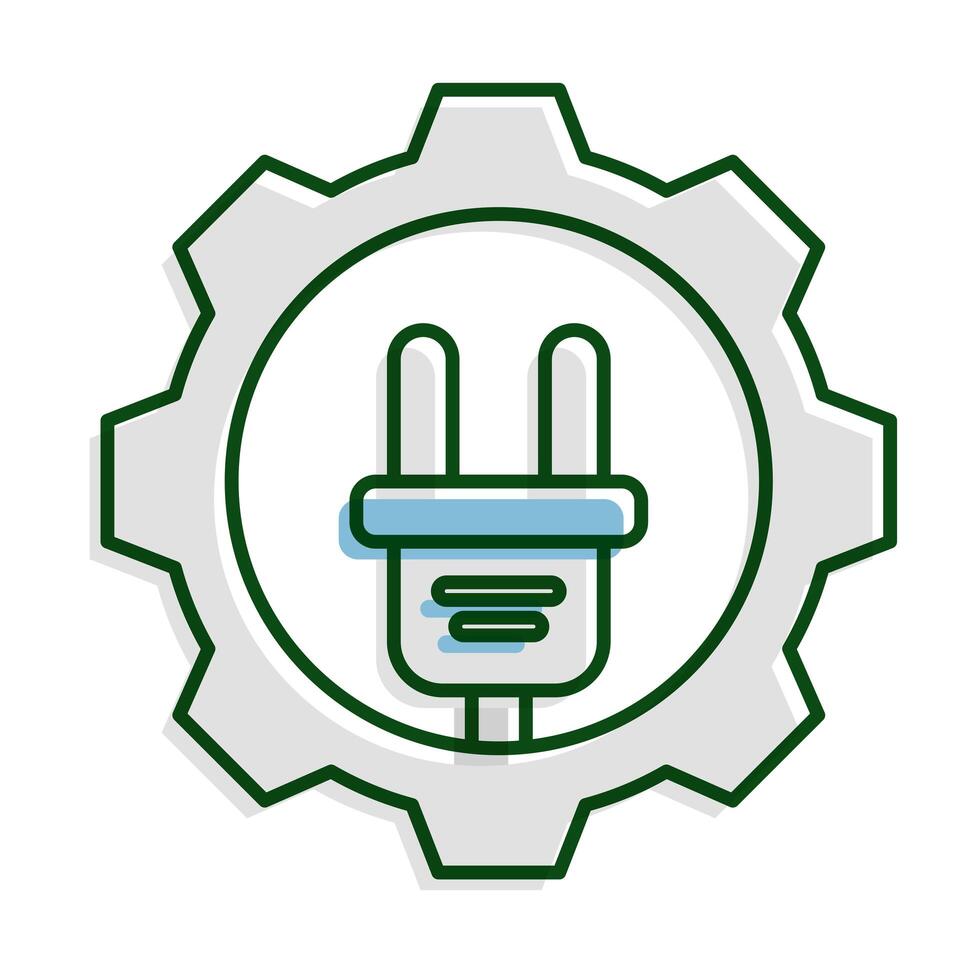 energy plug in gear ecology line and fill icon vector