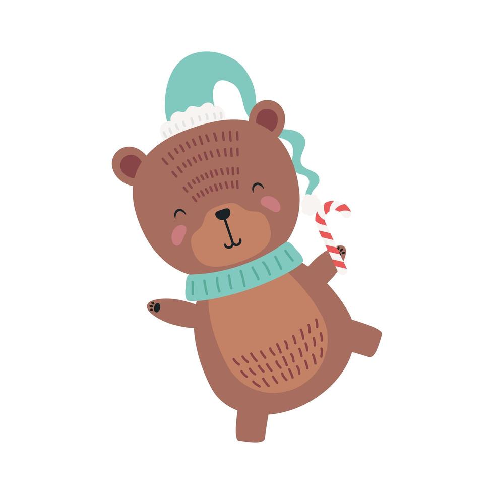 cute bear wearing christmas clothes character vector
