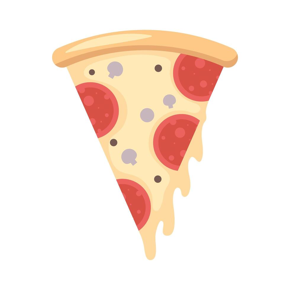 delicious italian pizza portion fast food icon vector