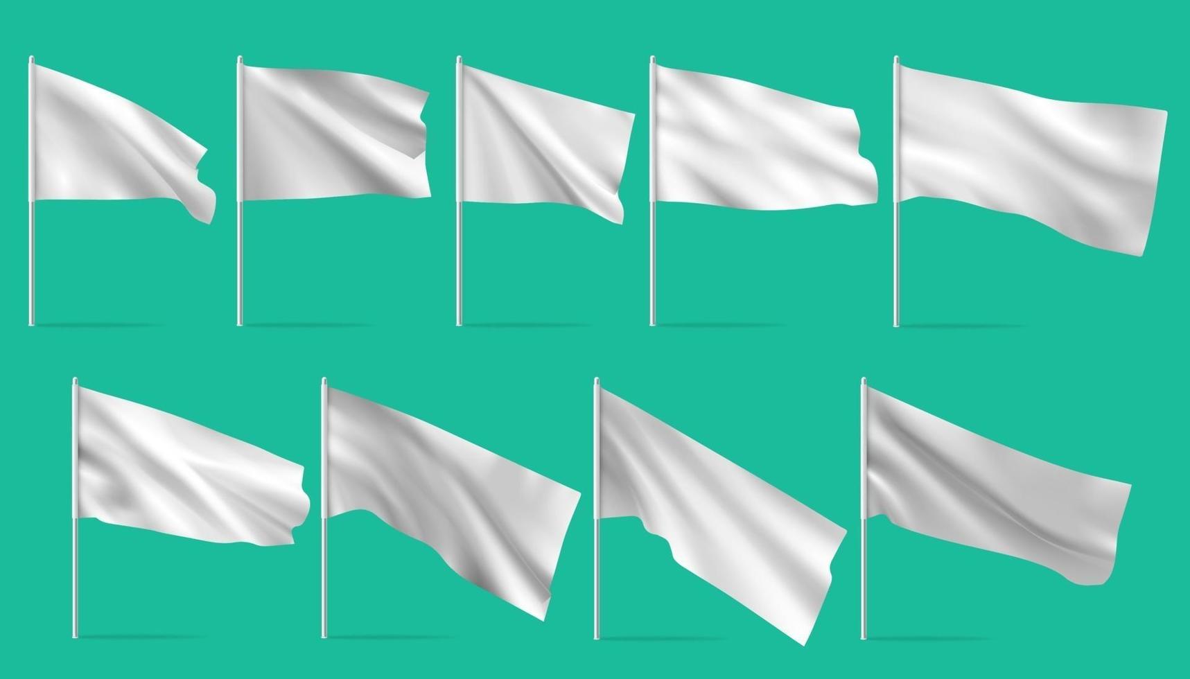 Waving blank flag on flagpole. vector