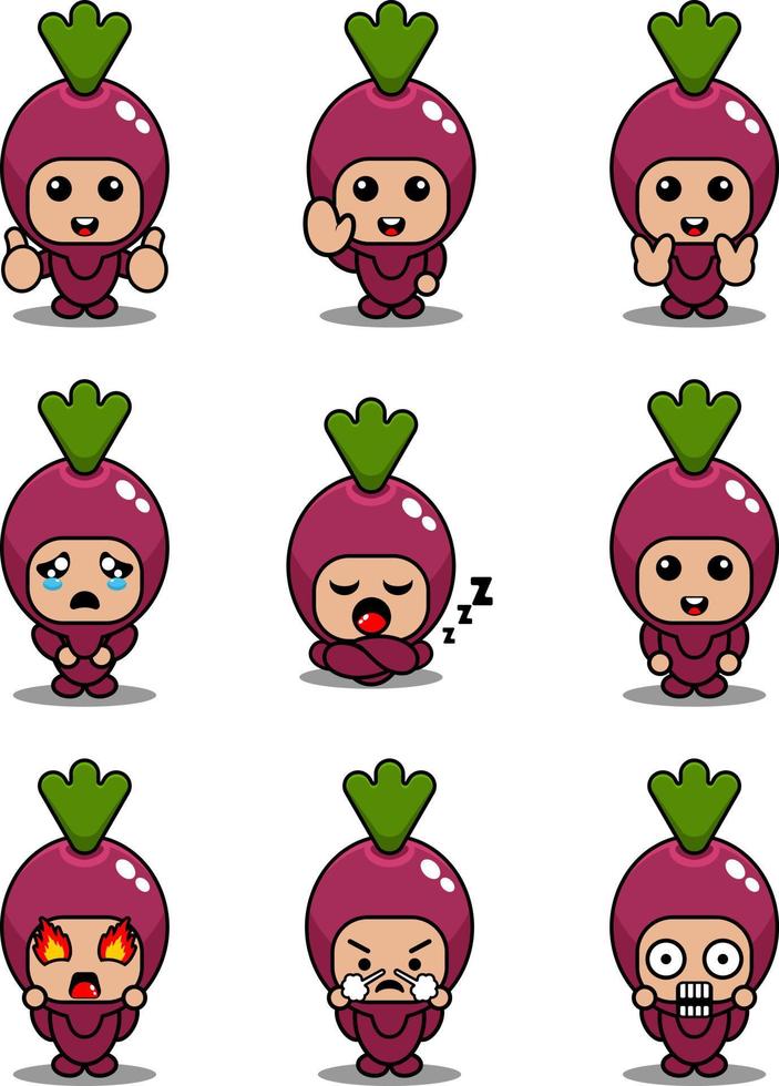 sweet potato mascot costume vector cartoon character illustration cute expression set