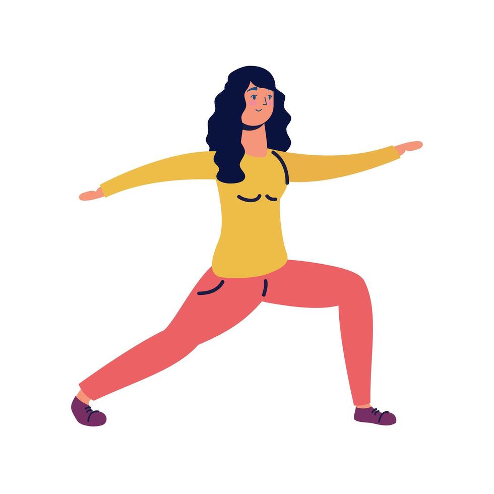 young woman practicing exercise character vector