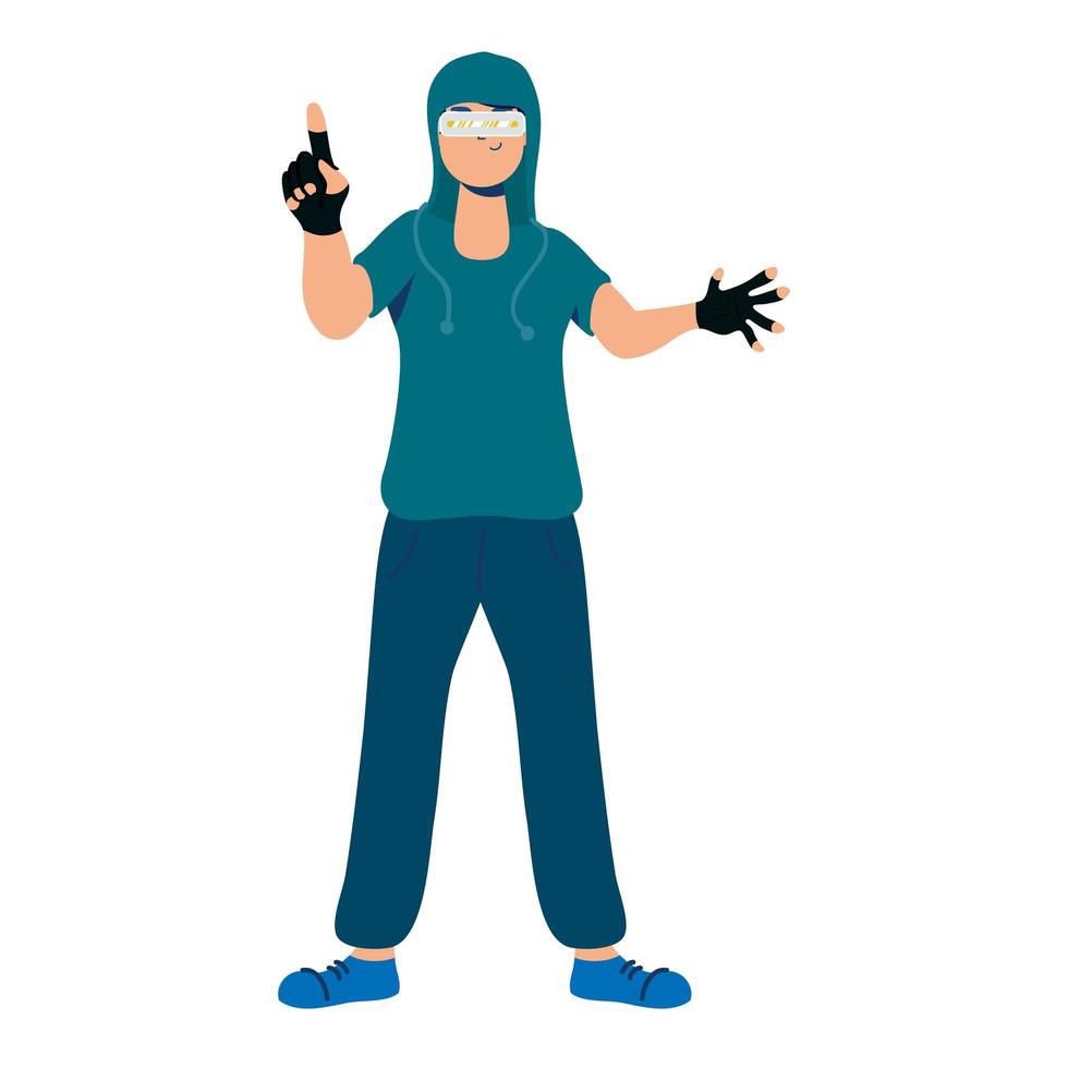 young man with mask 3d using reality virtual character vector