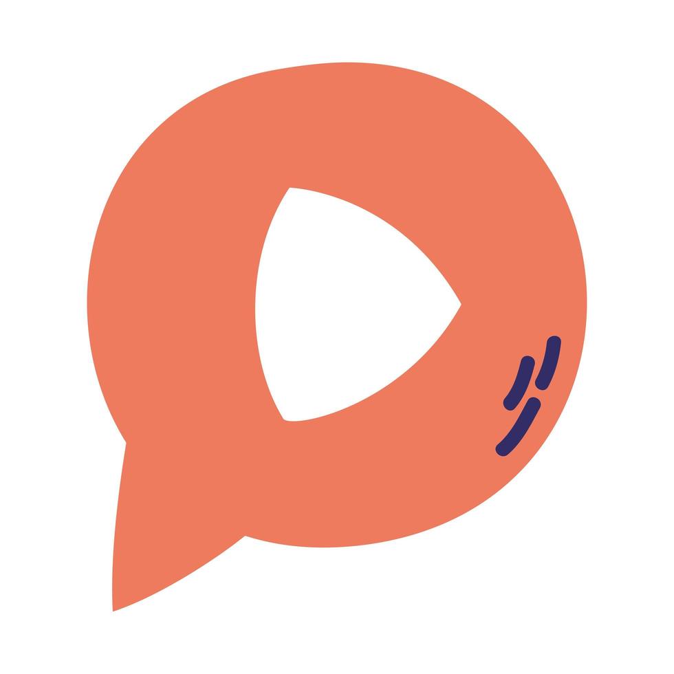 speech bubble with play button social media icon vector