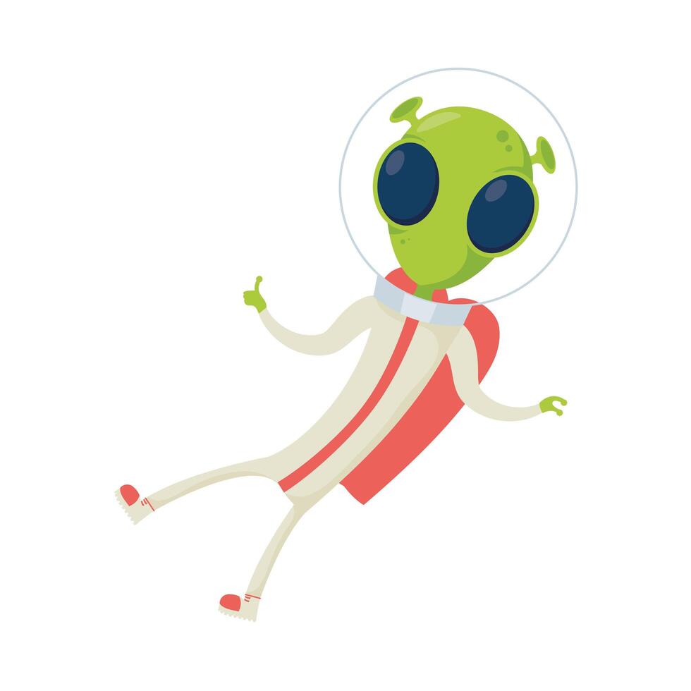 alien comic character with helmet isolated icon vector