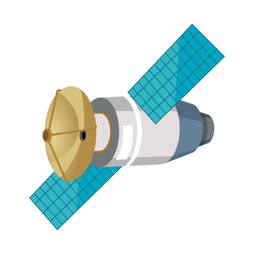 Icono aislado de comunicación por satélite espacial vector