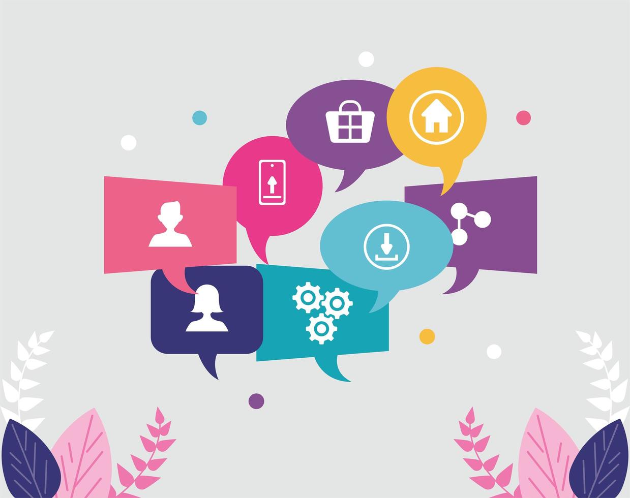 communication icons in bubbles vector
