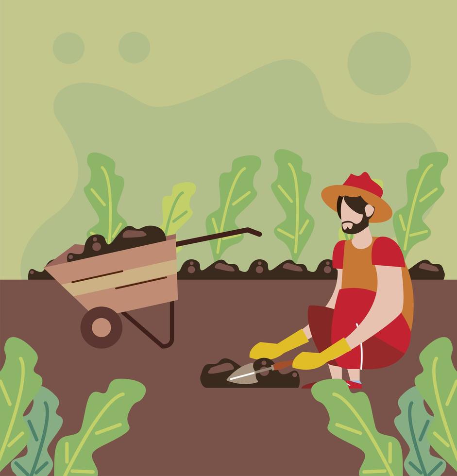 man planting scene vector