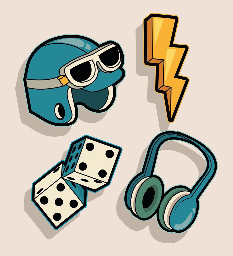 four patches icons vector