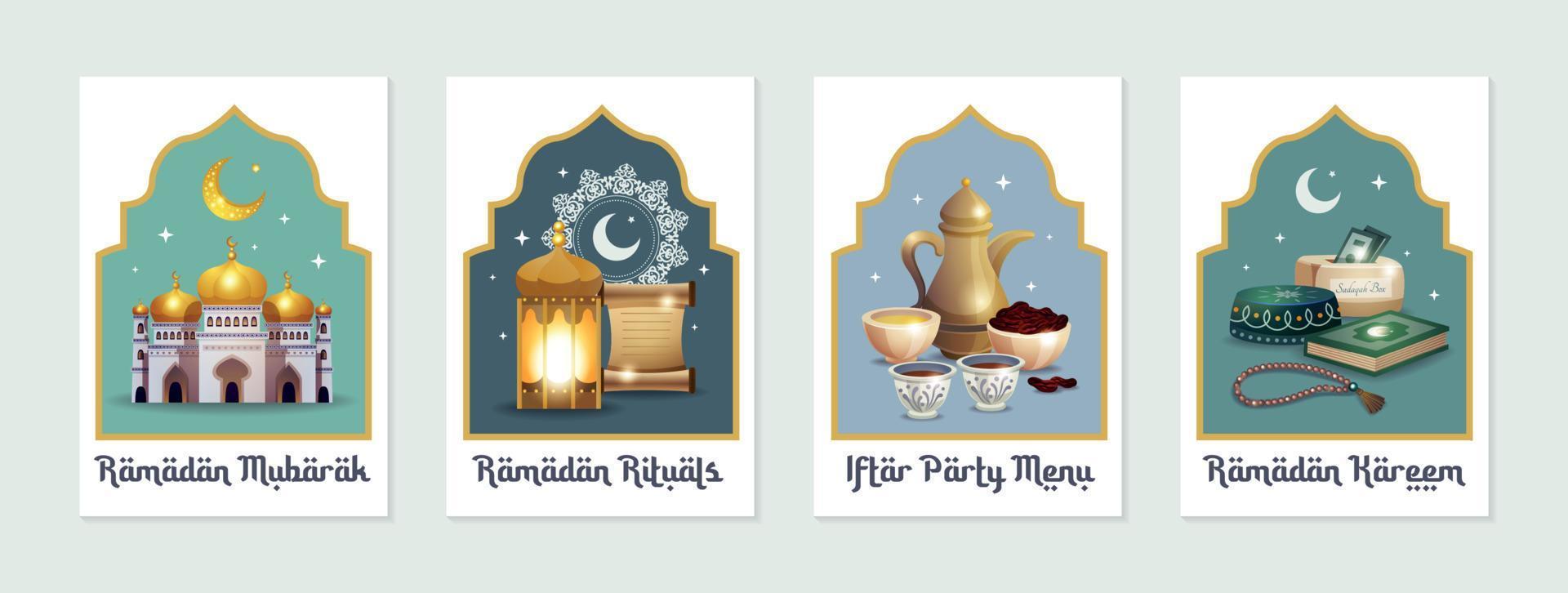 ramadan posters set vector