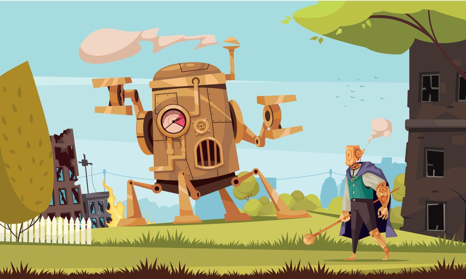 ilustración de dibujos animados steampunk vector