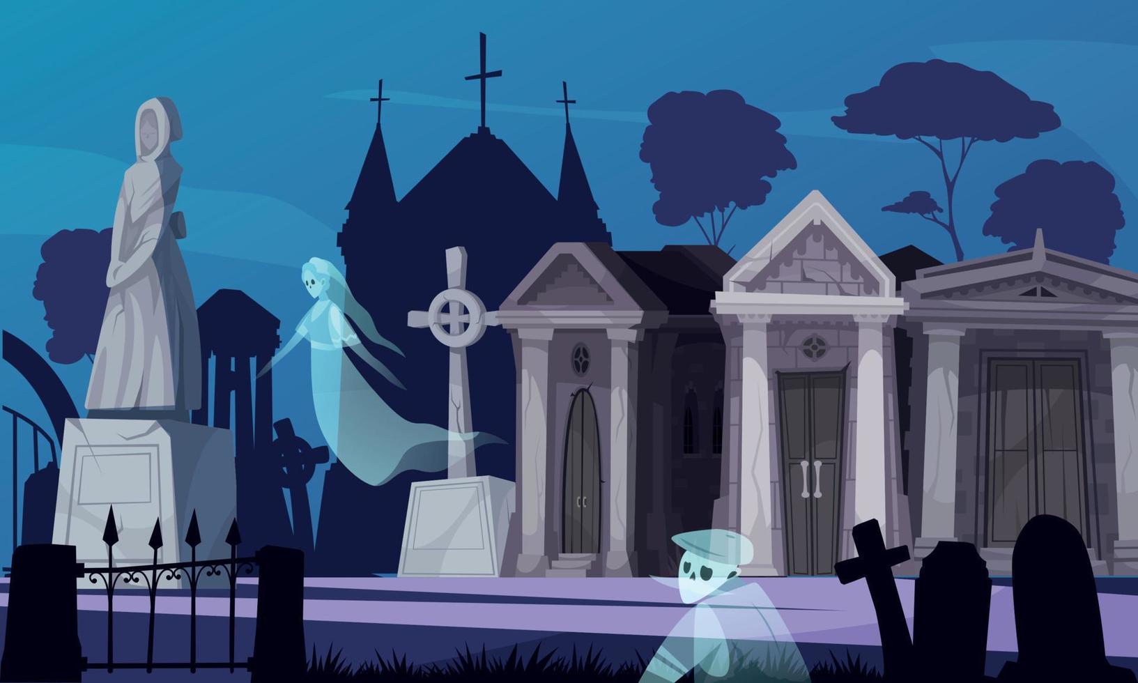 ilustración de cementerio de dibujos animados vector