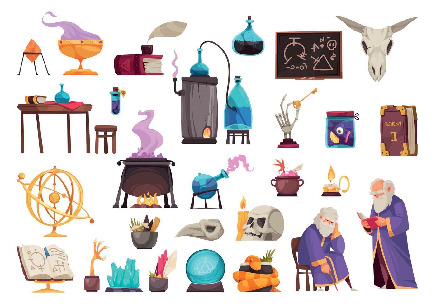 Alchemy Cartoon Set vector