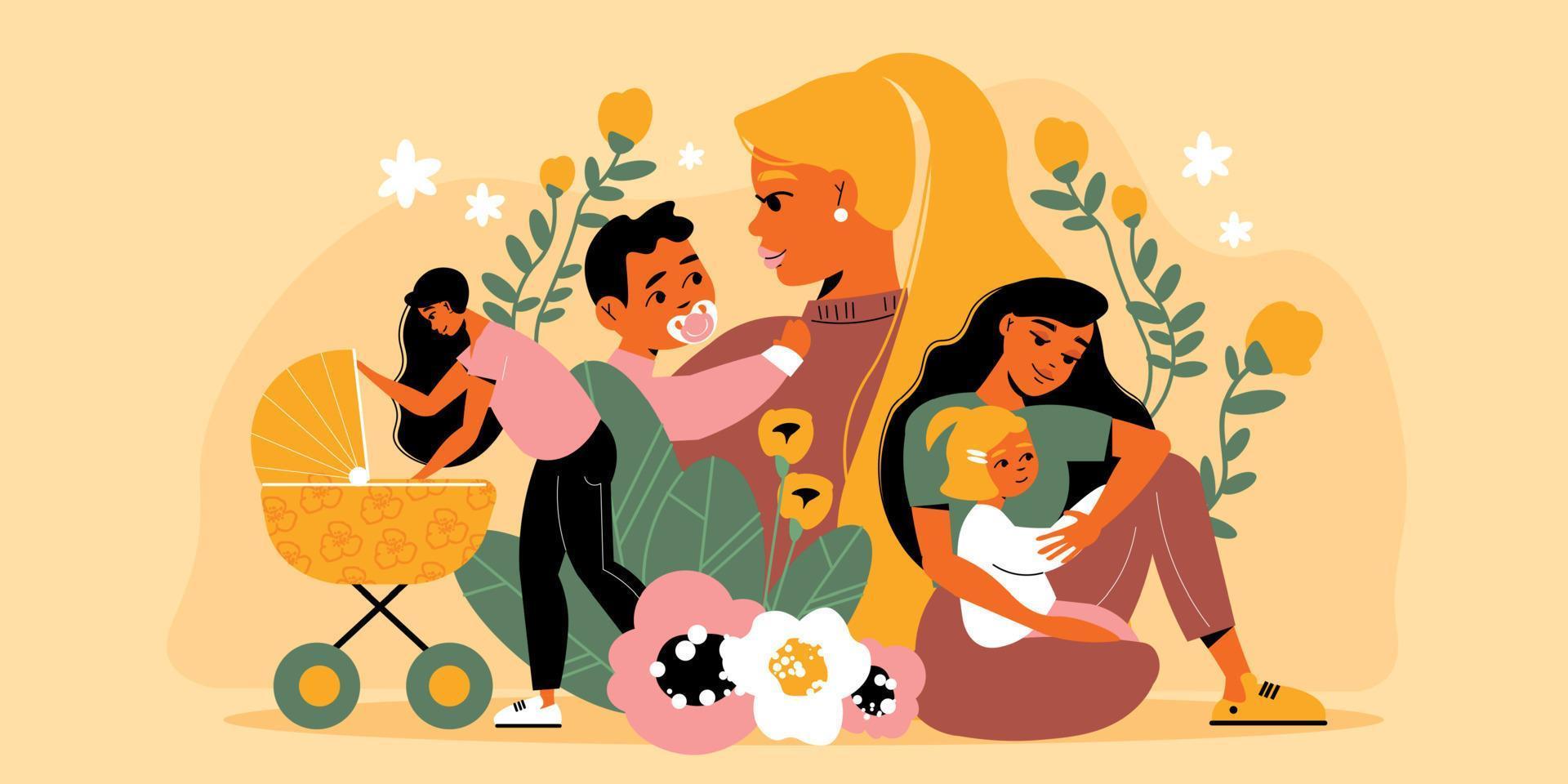 Mothers Day Doodle Composition vector