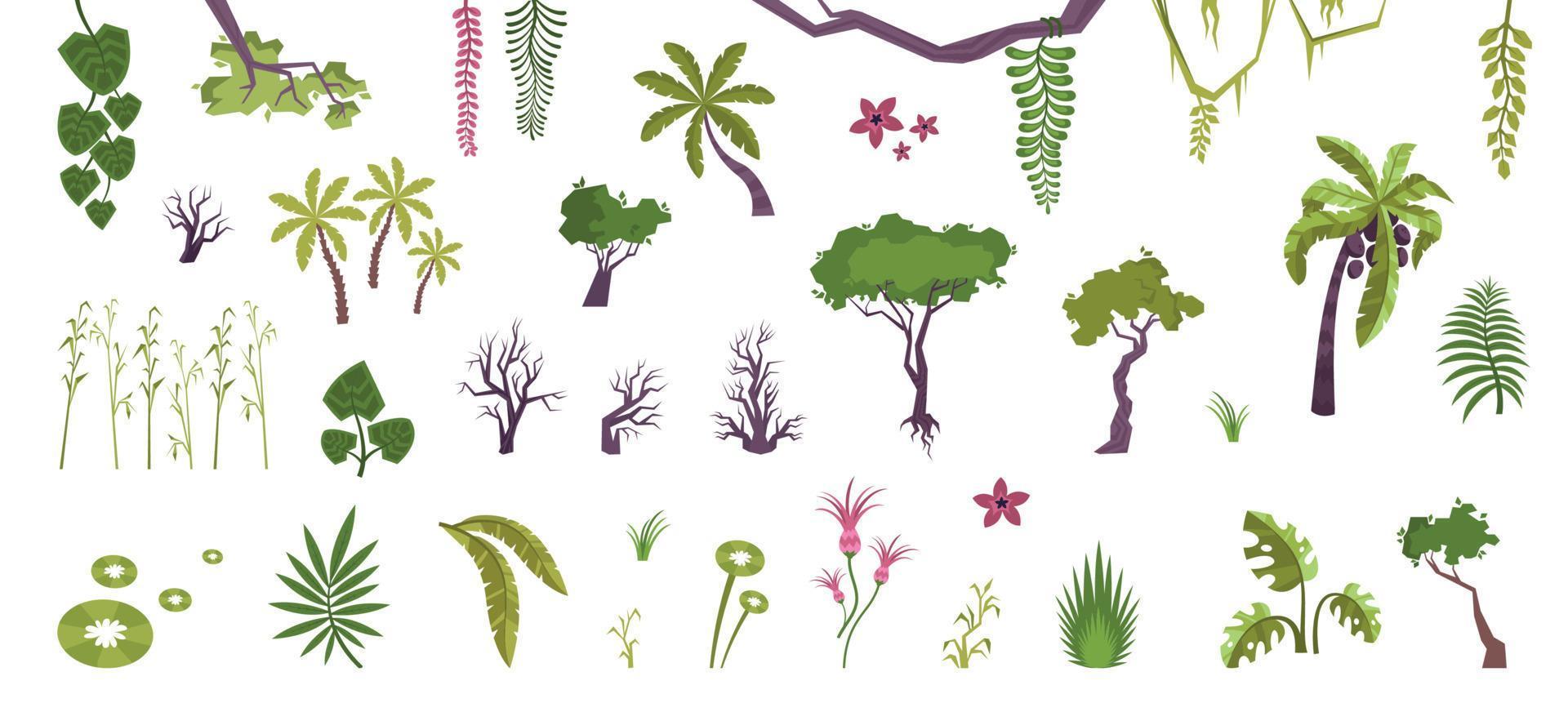 colección de iconos planos de plantas vector