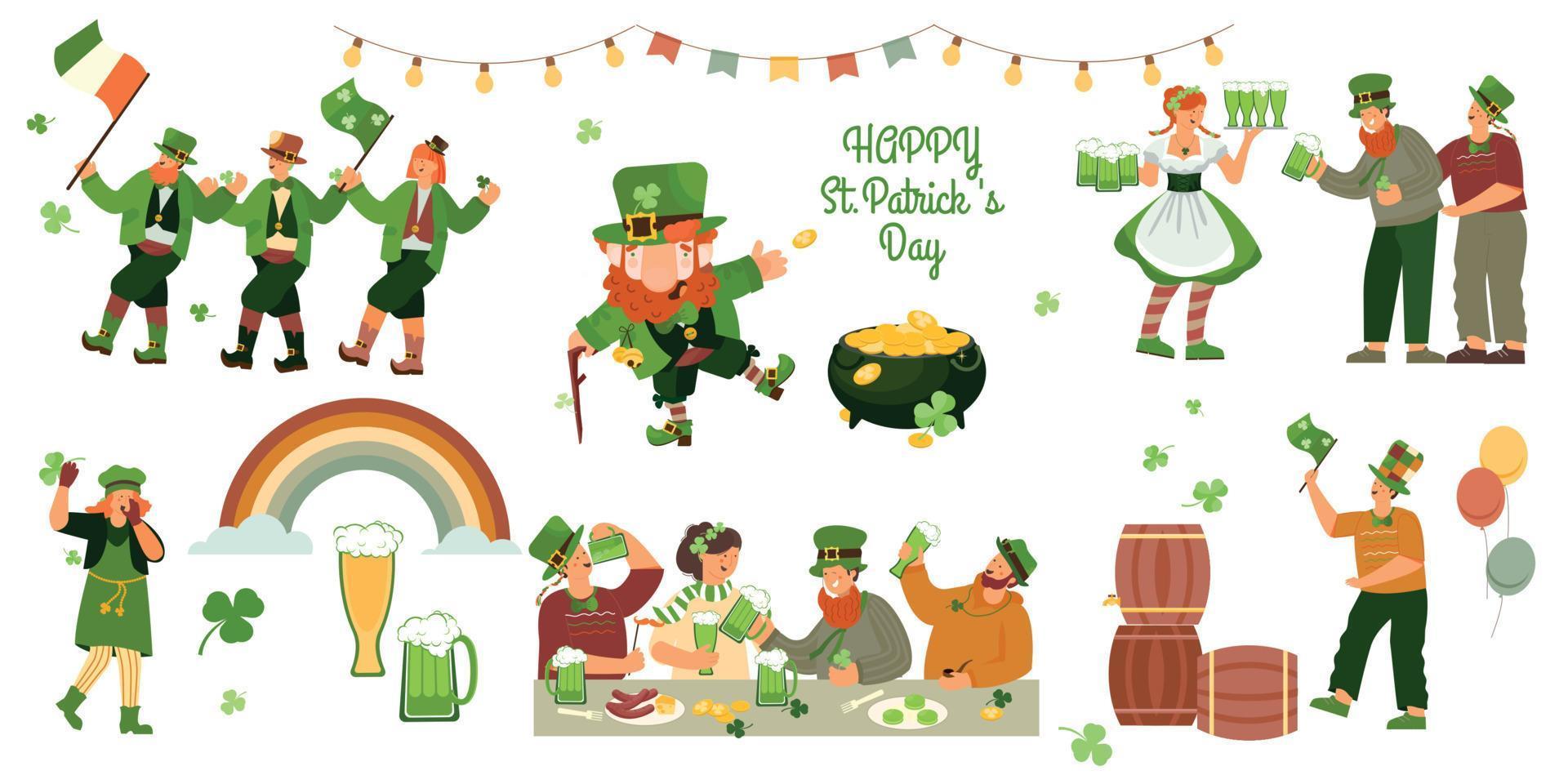 Patricks Day Icons Collection vector