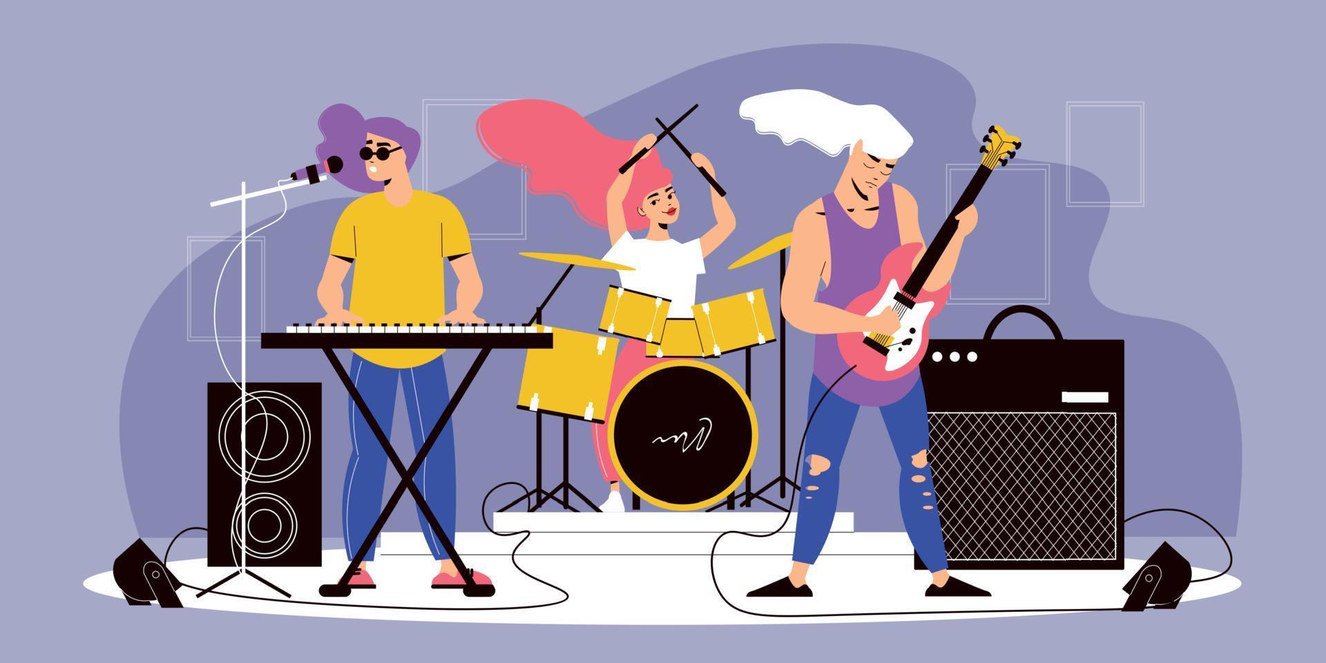 Rock Band Performance Composition vector