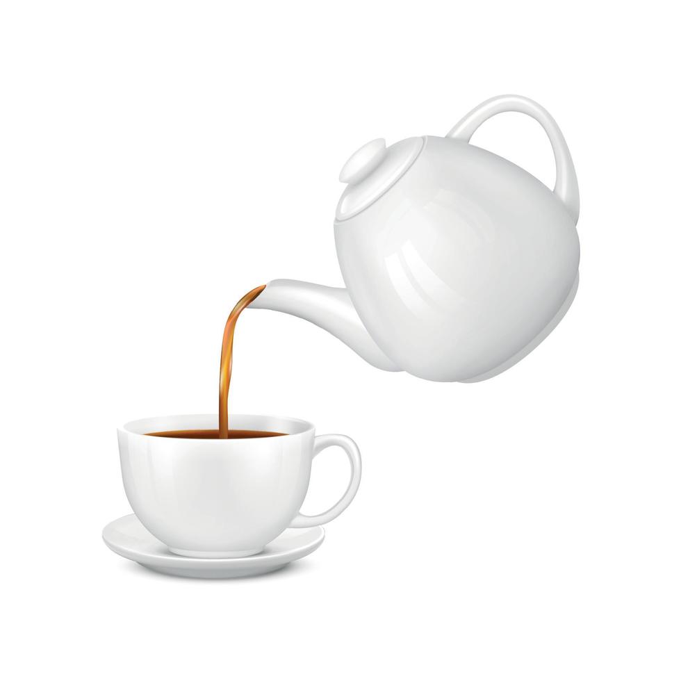 Pouring Tea Realistic Composition vector
