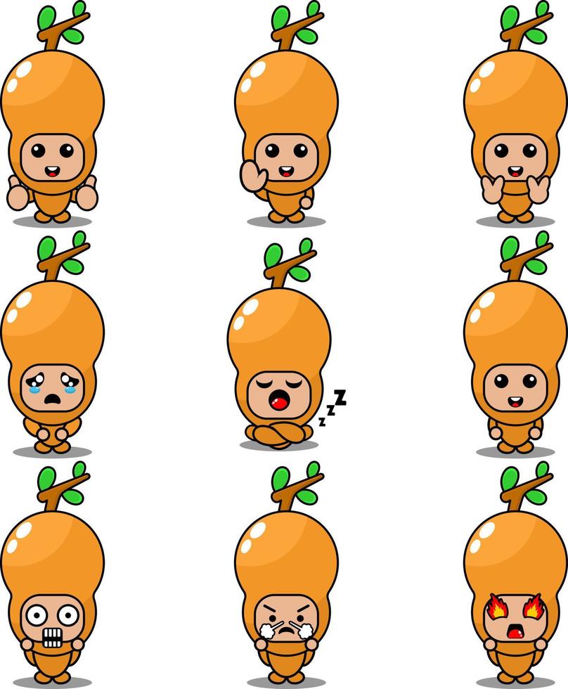 tamarind mascot costume vector cartoon character illustration cute expression set
