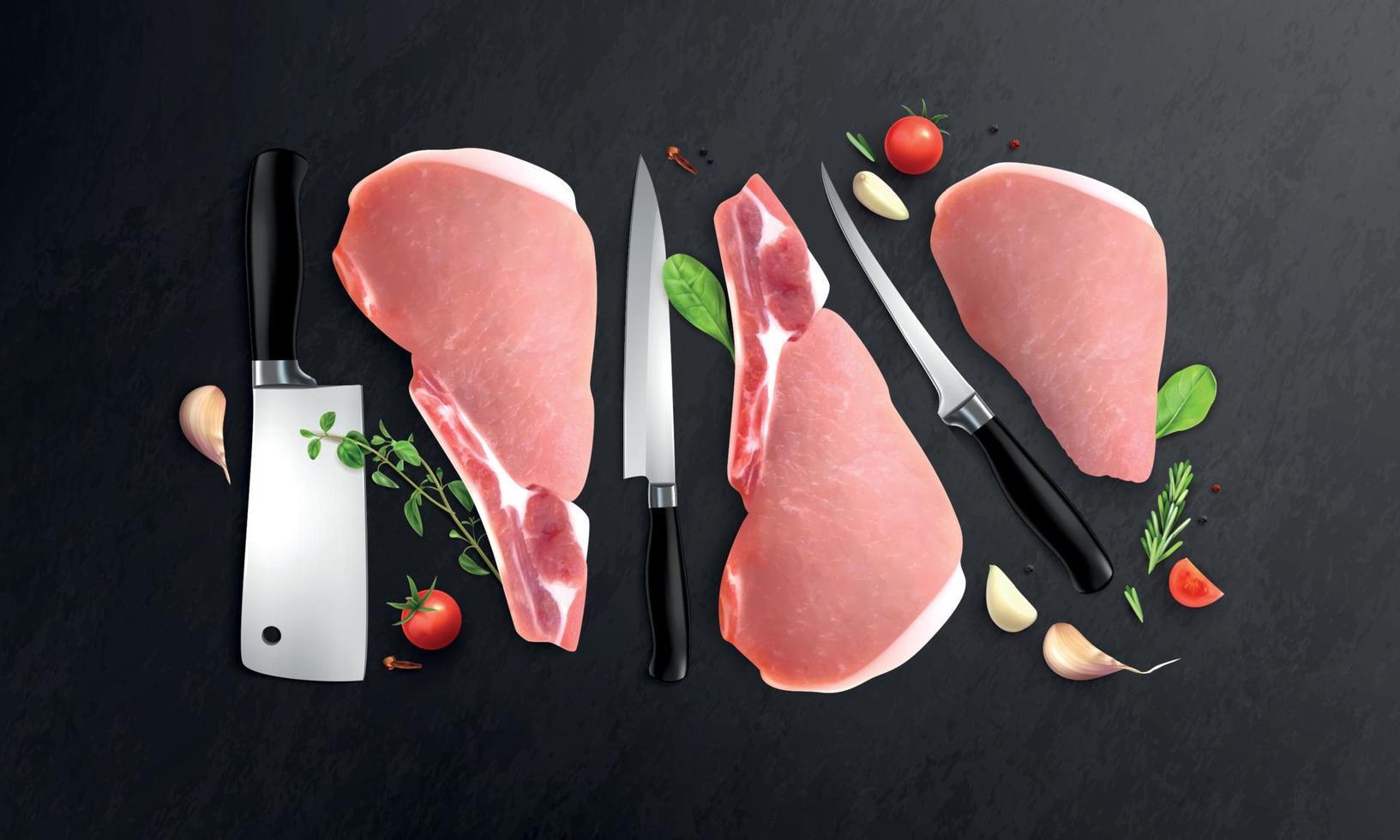 Meat Slices Realistic Composition vector