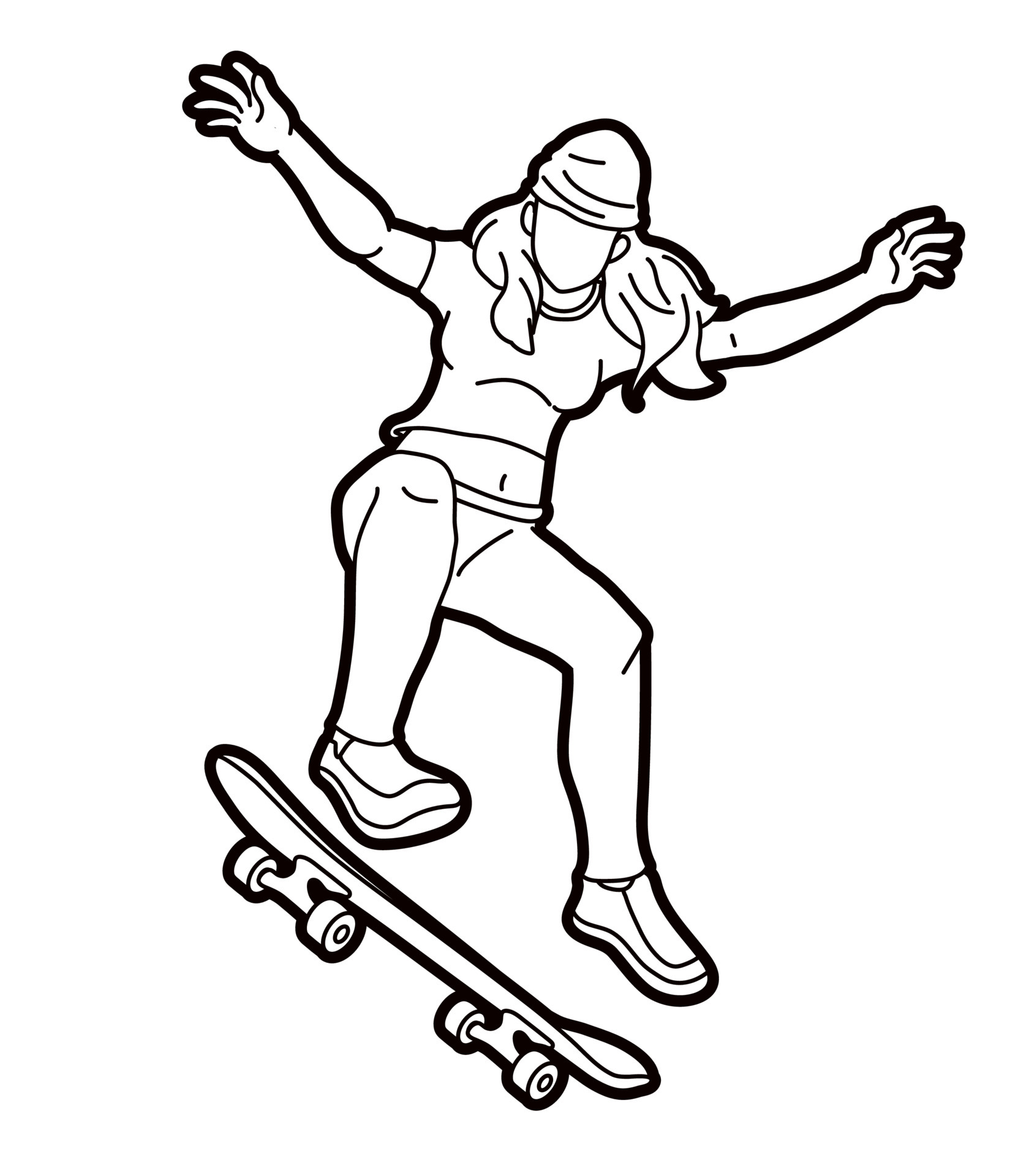 filter duim gewoontjes Outline Skateboard Player Extreme Sport Action 4219034 Vector Art at  Vecteezy