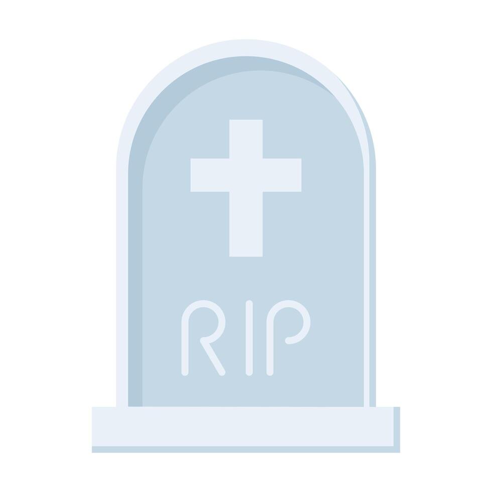 tumba del cementerio con icono de estilo plano cruzado vector